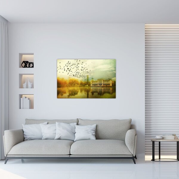 A festett táj képe lakóhelyel (90x60 cm)