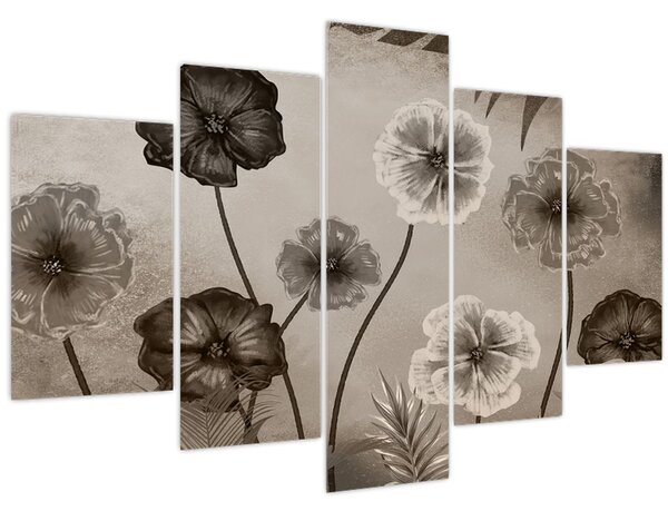 Kép - Rajzolt virágok (150x105 cm)
