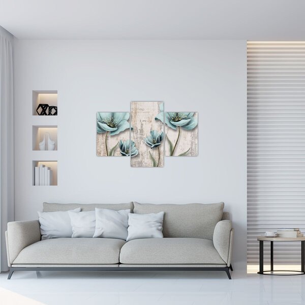 Kép - Virágok a textúrán (90x60 cm)