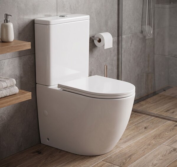Erga Torre, kombinált WC-csésze 620x385x835 mm, Tornado 2.0 + WC-ülőke, fényes fehér, ERG-V03-TORRE-TO2-WH