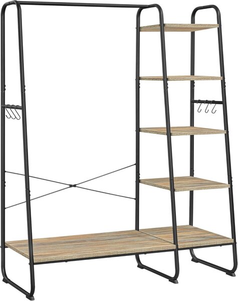 VASAGLE RGR116K01 Multifunkciós Ruhaállvány Türkiszbarna-Mattfekete