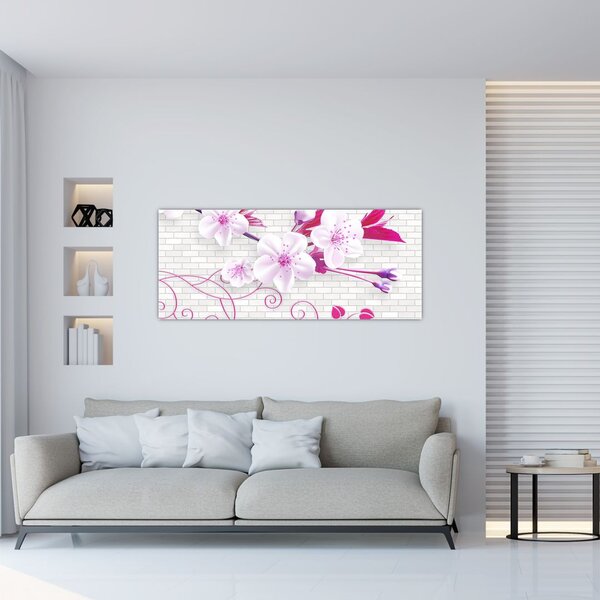Virággal ellátott gally képe (120x50 cm)