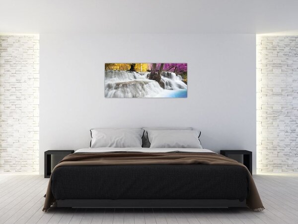 Egy kép Erawan vízeséséről az erdőben (120x50 cm)