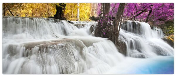 Egy kép Erawan vízeséséről az erdőben (120x50 cm)