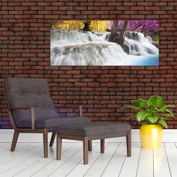 Egy kép Erawan vízeséséről az erdőben (120x50 cm)
