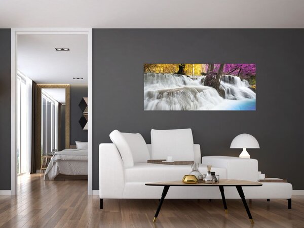 Egy kép Erawan vízeséséről az erdőben (120x50 cm)