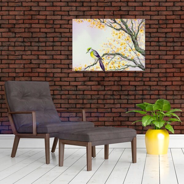Kép - Akvarell madár a fán (70x50 cm)