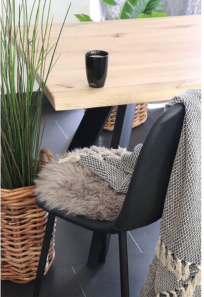 Lambskin báránybőr ülőpárna, Barna, Ø35 cm