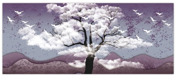Kép - Fa a felhőkben (120x50 cm)