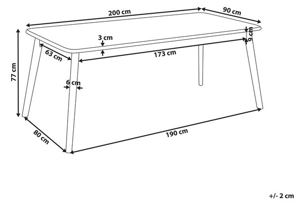 Étkezőasztal KEHO Sötét tölgy 200 cm 90 cm