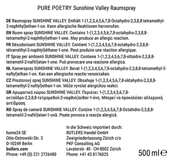 PURE POETRY szobaillatosító spray SUNSHINE VALLEY 500 ml