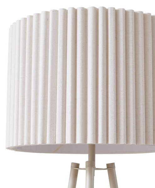 Lindby Libbie háromlábú álló lámpa, 155 cm, len, krém színű, Krém / borostyánsárga, Nappali / Étkező, Textil / szövet / selyem, Skandináv
