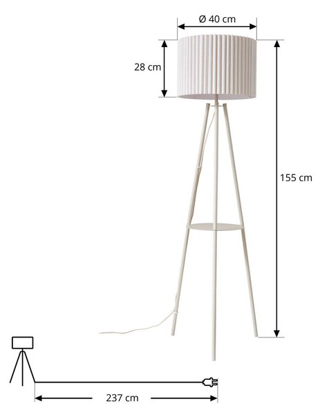 Lindby Libbie háromlábú álló lámpa, 155 cm, len, krém színű, Krém / borostyánsárga, Nappali / Étkező, Textil / szövet / selyem, Skandináv