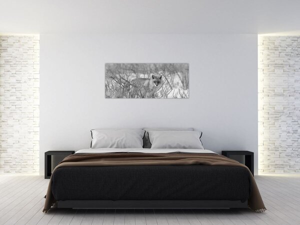 Kép - Róka, fekete, fehér (120x50 cm)