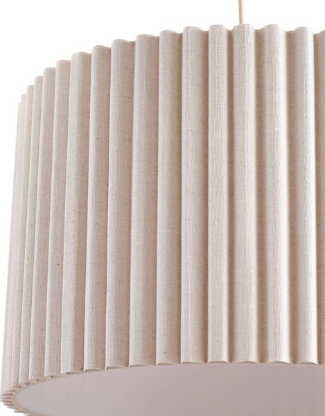 Lindby Libbie lógó világítás, Ø 45 cm, len, krém színű, dimmelhető, Krém / borostyánsárga, Nappali / Étkező, Textil / szövet / selyem, Skandináv