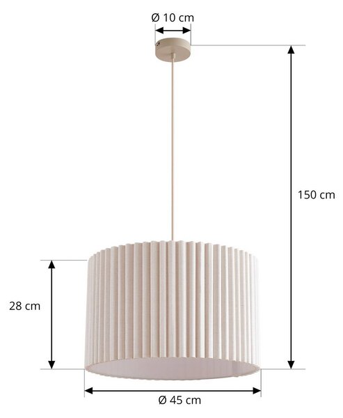 Lindby Libbie lógó világítás, Ø 45 cm, len, krém színű, dimmelhető, Krém / borostyánsárga, Nappali / Étkező, Textil / szövet / selyem, Skandináv