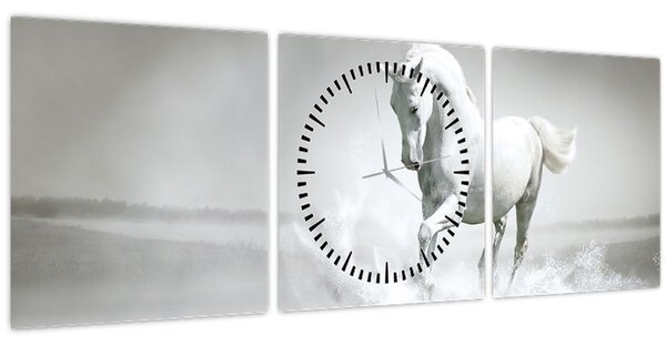 Kép - Fehér ló (órával) (90x30 cm)
