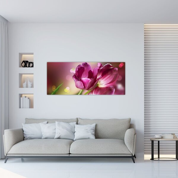 Rózsaszín tulipánok képe (120x50 cm)