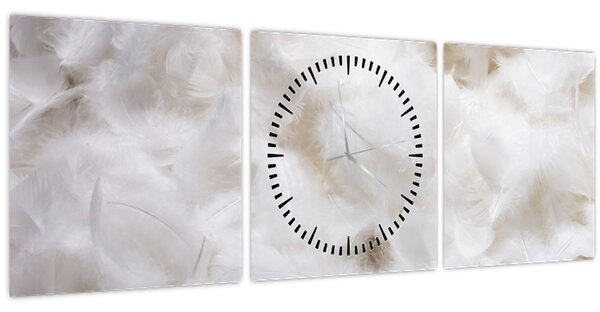 Kép - Fehér tollak (órával) (90x30 cm)