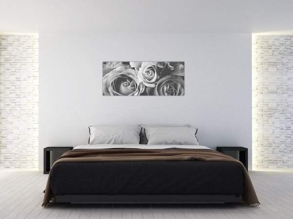 Kép - Rózsa, fekete-fehér (120x50 cm)