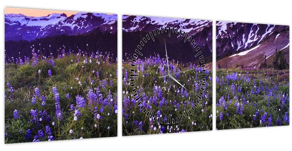 Kép - Vulkán és a virágok (órával) (90x30 cm)