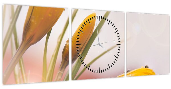 Kép - Tavaszi virágok (órával) (90x30 cm)