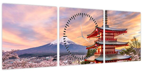 Kép - Fuji, Japán (órával) (90x30 cm)