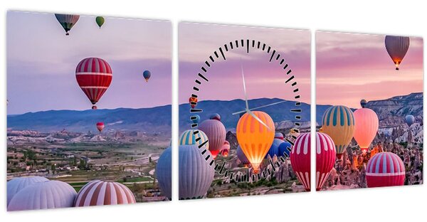 Kép - Hőlégballonok (órával) (90x30 cm)