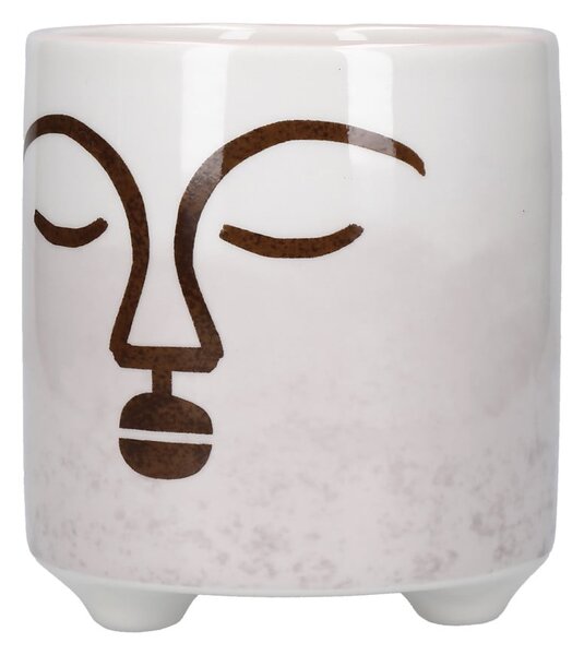 Terracotta Face fehér-rózsaszín kerámia virágcserép - Kitchen Craft