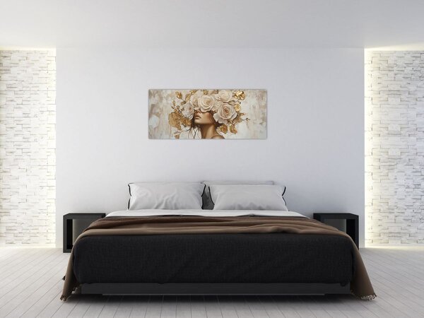 Kép - Lány rózsákkal (120x50 cm)