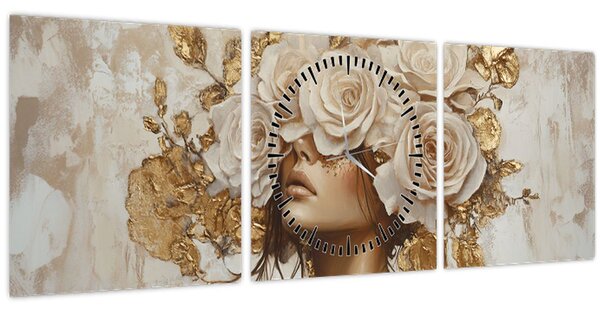 Kép - Lány rózsákkal (órával) (90x30 cm)