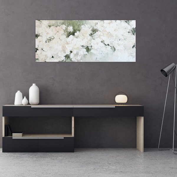 Kép - Fehér virág absztrakció (120x50 cm)