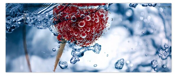 Kép - málna részlete a vízben (120x50 cm)