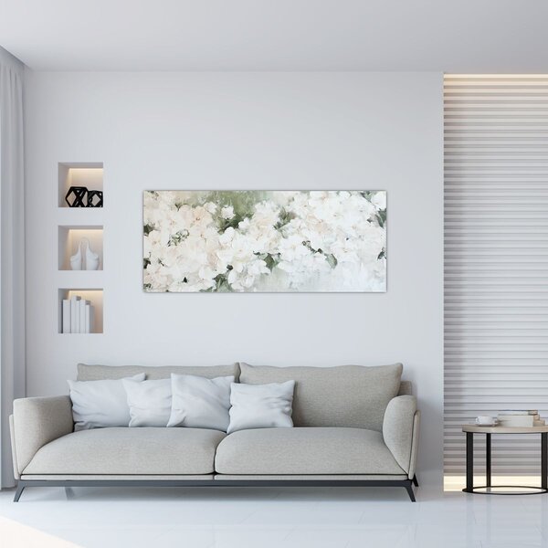 Kép - Fehér virág absztrakció (120x50 cm)