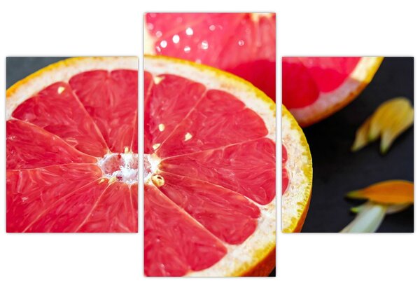 Szeletelt grapefruit képe (90x60 cm)