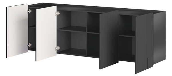 Malmi függesztett négyajtós komód 200 cm - matt fekete / fekete