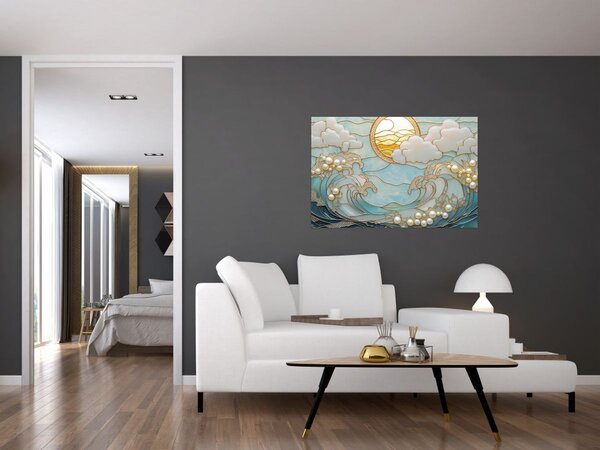 Kép - 3D gyöngyök az óceánban (90x60 cm)