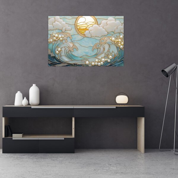 Kép - 3D gyöngyök az óceánban (90x60 cm)
