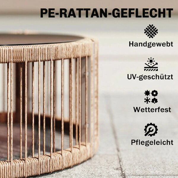 Kerti bútor szett 4 darabos, polyrattan ülőgarnitúra kétszemélyes ülőgarnitúrával