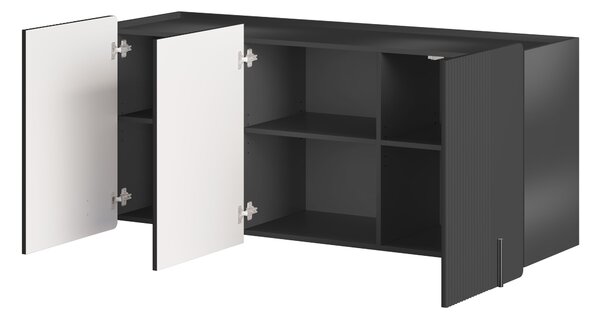 Malmi függesztett komód 150 cm háromajtós - matt fekete / fekete