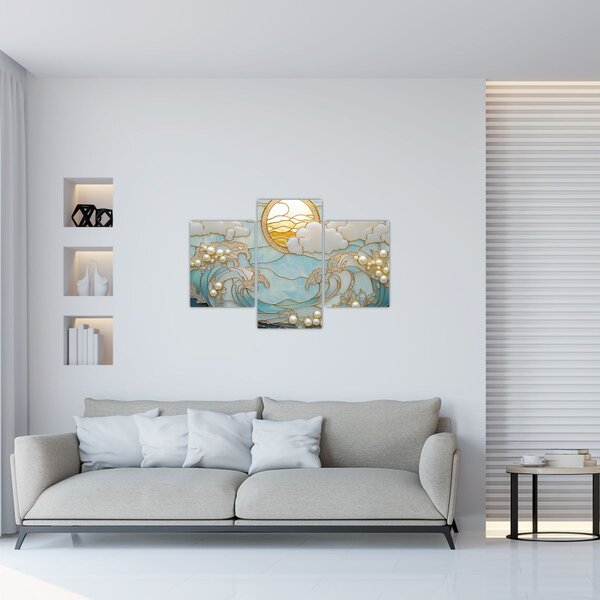 Kép - 3D gyöngyök az óceánban (90x60 cm)