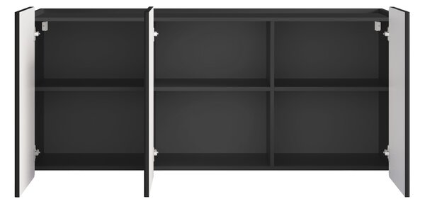 Malmi függesztett komód 150 cm háromajtós - matt fekete / arany