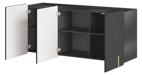 Malmi függesztett komód 150 cm háromajtós - matt fekete / arany