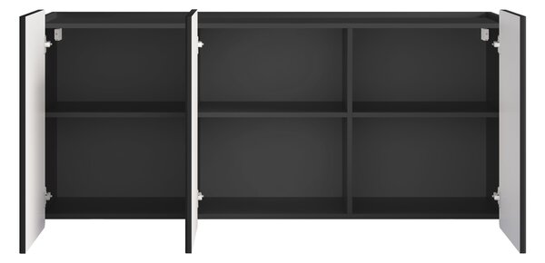 Malmi függesztett komód 150 cm háromajtós - matt fekete / fekete