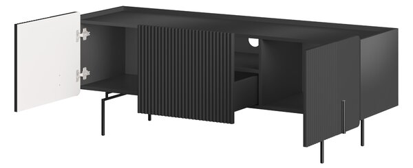 Malmi TV szekrény 150 cm - fekete matt / fekete lábak