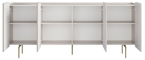 Malmi négyajtós komód 200 cm - kasmír / arany lábak