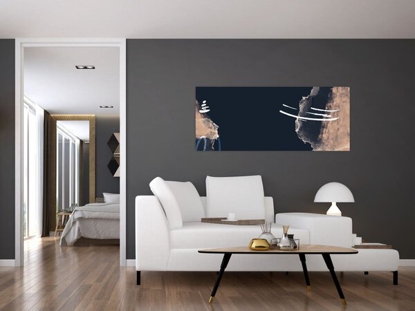 Kép - Sötétkék absztrakció (120x50 cm)