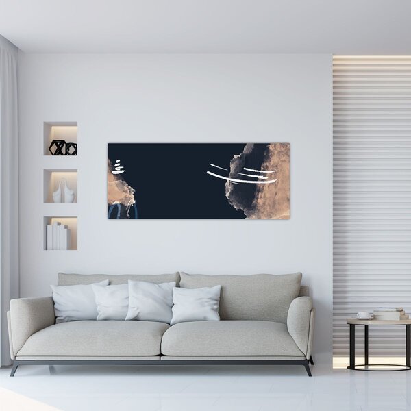Kép - Sötétkék absztrakció (120x50 cm)