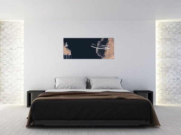 Kép - Sötétkék absztrakció (120x50 cm)