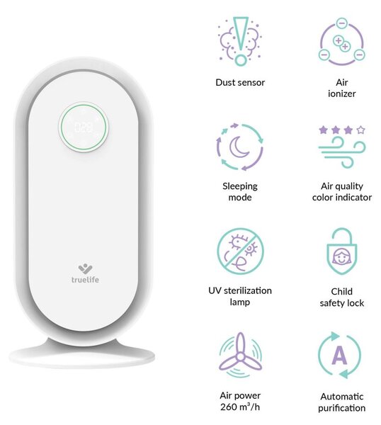 TrueLife P5 WiFi légtisztító UV lámpával és ionizátorral (TLAIRPP5)